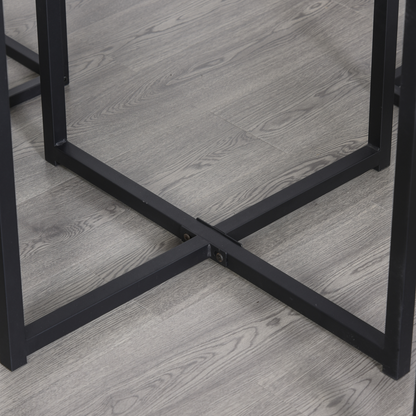 MDF Topped Steel 5-Piece Dining Set Dining Table with 4 Stools Black/Brown