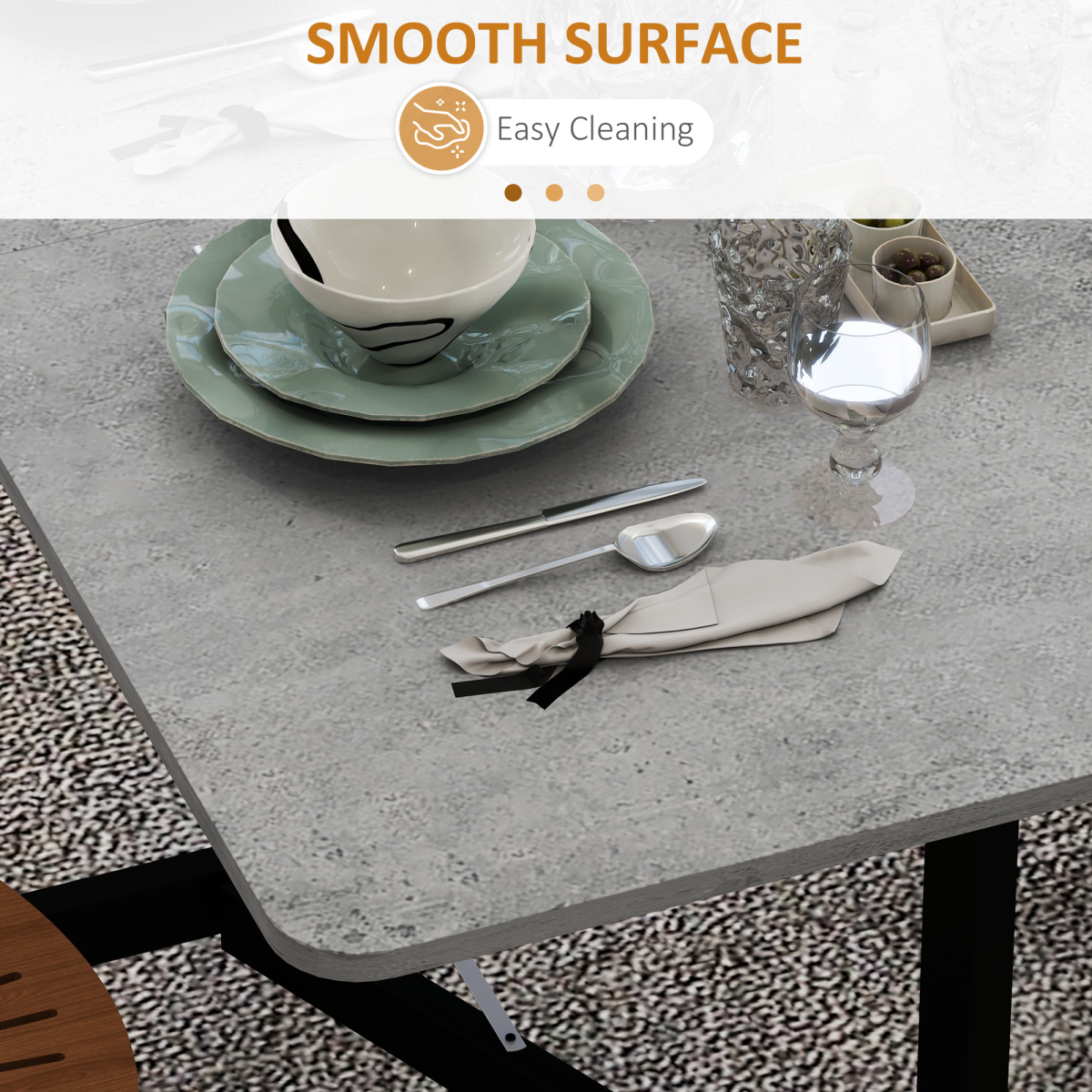 HOMCOM Drop Leaf Table with Wheels Folding Dining Table for Small Spaces, Grey