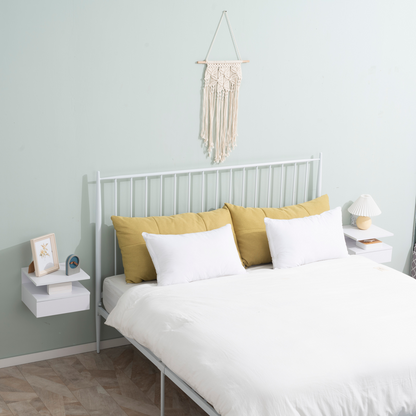 HOMCOM Floating Nightstand Set of 2, Wall Mounted Bedside Cabinet with Drawer