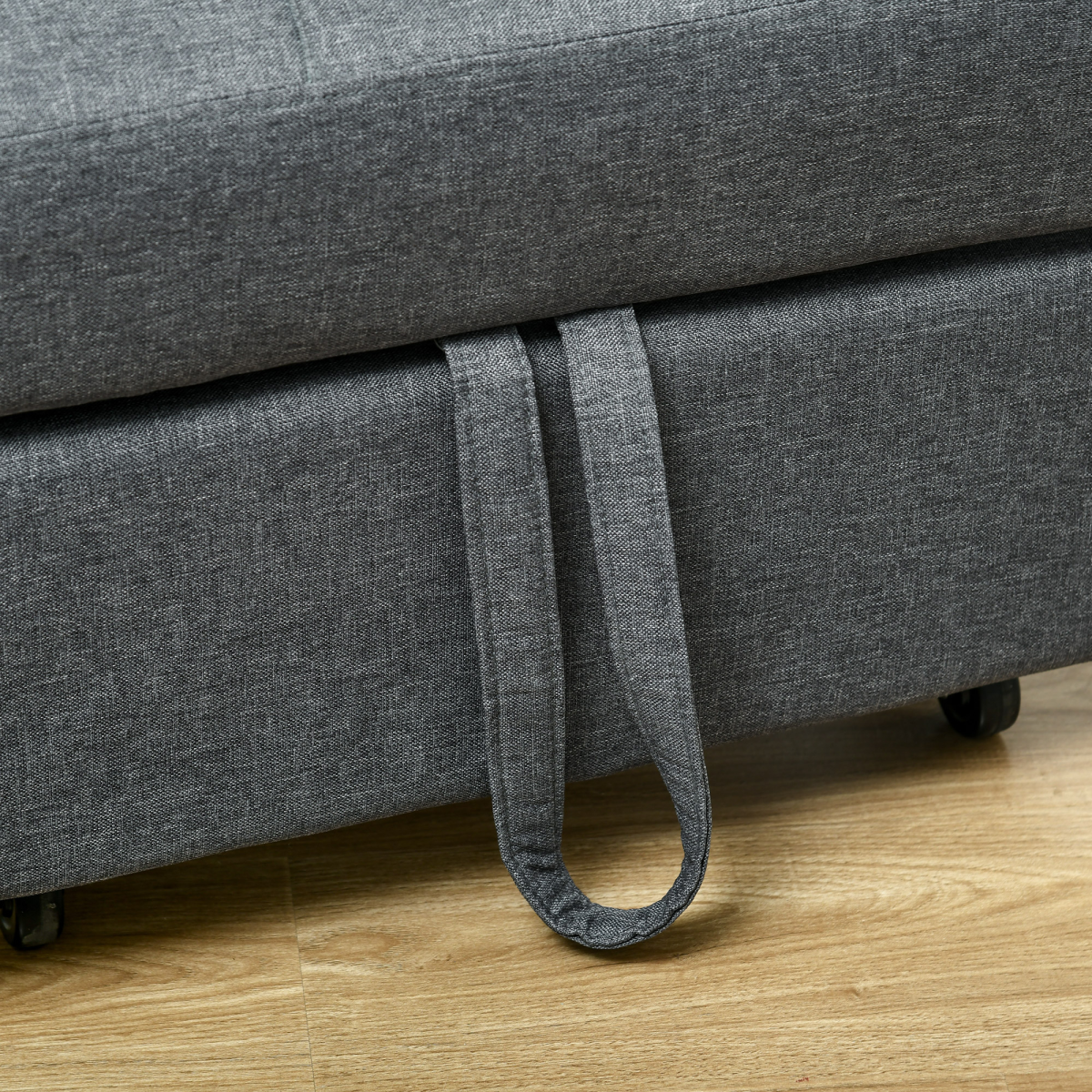 HOMCOM Folding Sofa Bed Adjustable Single Sleeper w/ Pillow Side Pocket, Grey