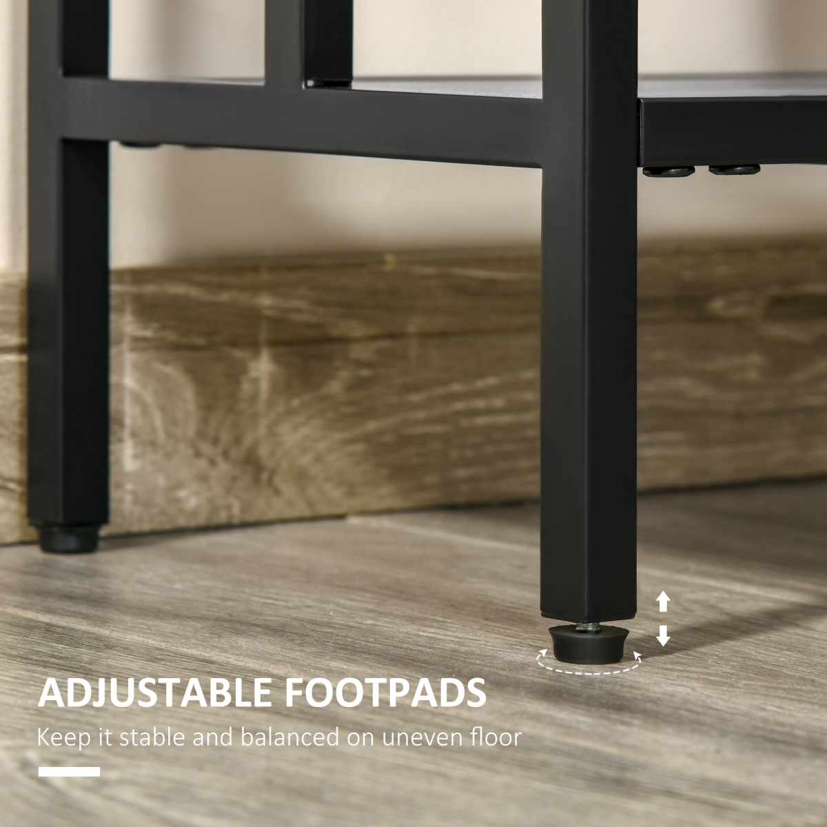 Console Table  2 Shelves MDF Steel Frame in Art Deco Square Style 76x106cm