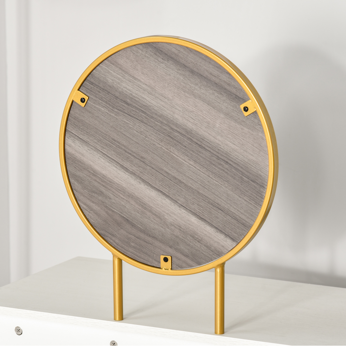 HOMCOM Modern Dressing Table w/ 2 Drawers Round Mirror for Bedroom White