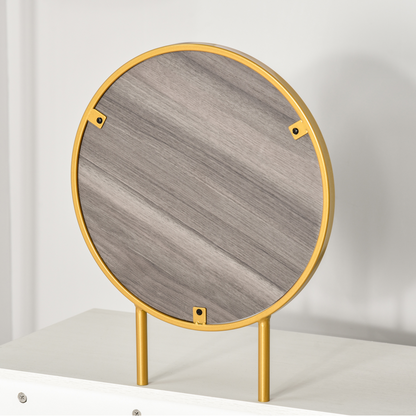 HOMCOM Modern Dressing Table w/ 2 Drawers Round Mirror for Bedroom White