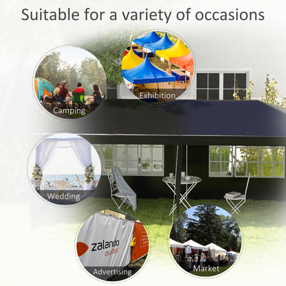 6m x 3m Garden Gazebo Marquee Canopy Party Tent Canopy Patio Black