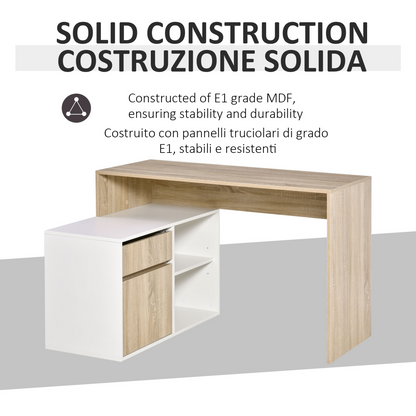 L-Shaped Corner Computer Desk  Oak and White
