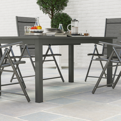 Outsunny Extending Garden Table with Slatted Top, 160/220 x 90 x 73 cm, Grey