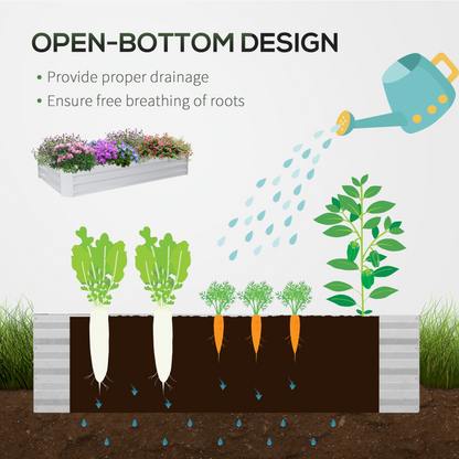 Steel Raised Garden Bed Planter Box Kit with Greenhouse, for Dual Use, Clear