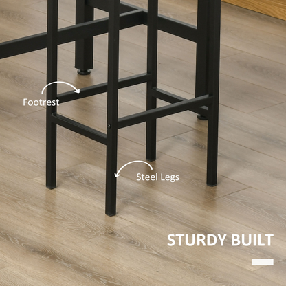 Industrial Bar Table Set, 2 Stools, 3PC Counter Height Rustic Brown