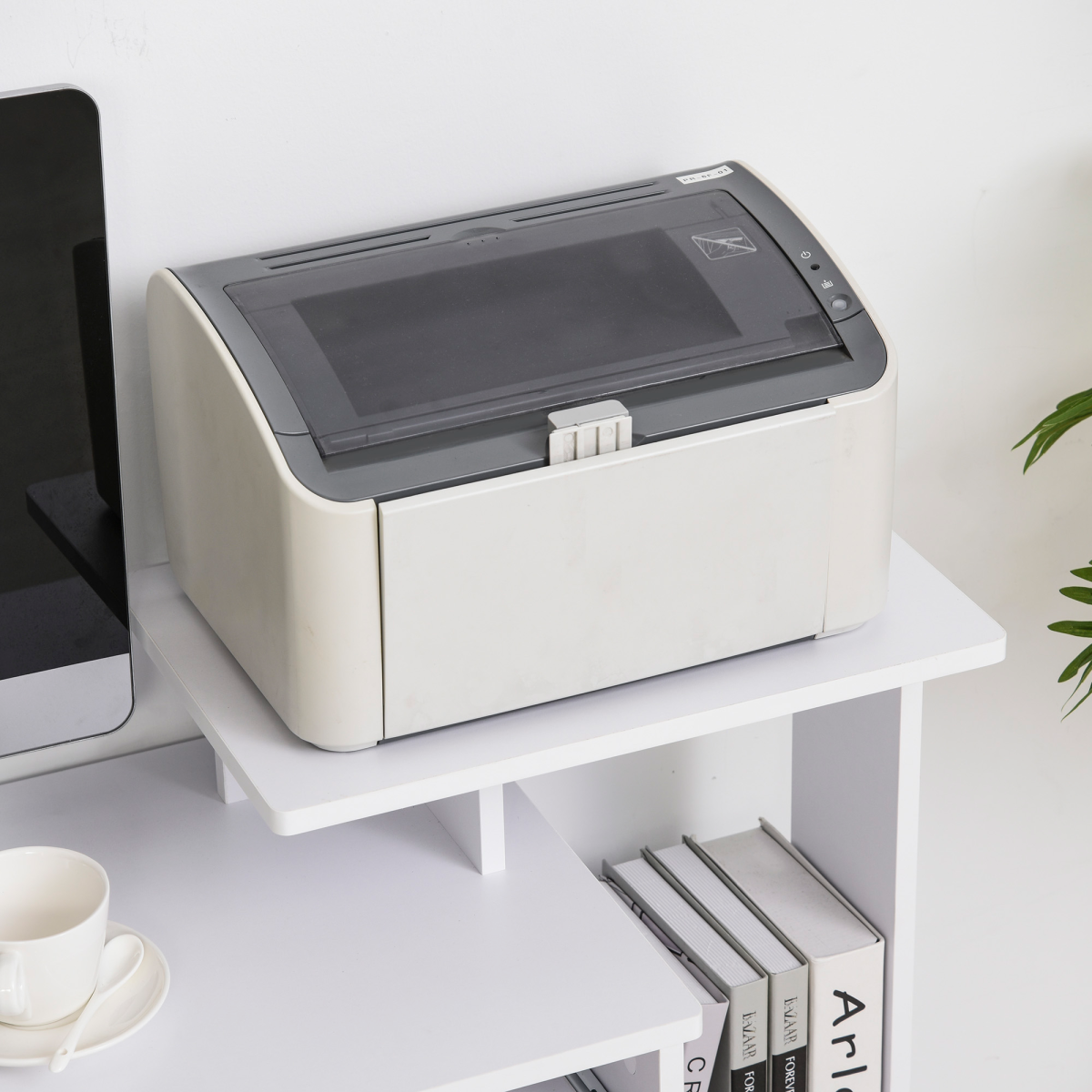 Computer Desk with Sliding Keyboard Tray Storage Drawer Shelf White