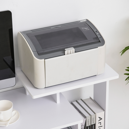 Computer Desk with Sliding Keyboard Tray Storage Drawer Shelf White