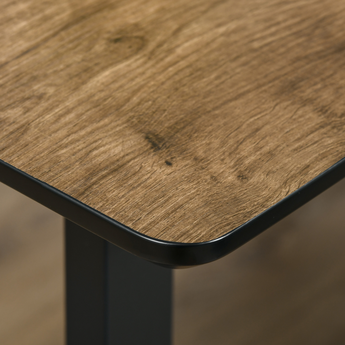 Extendable Dining Table Rectangular Wood Effect Tabletop with Metal Frame