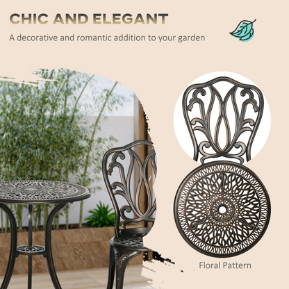 Outsunny 3 Piece Patio Bistro Set Outdoor Table Set with Umbrella Hole Bronze