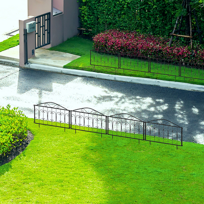 Decorative Garden Fencing 4PCs Metal Border Edging