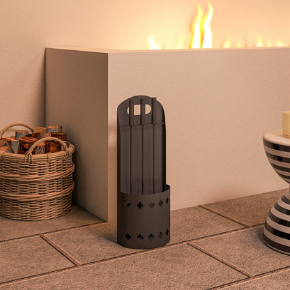Outsunny 4 PCS Fireplace Companion Set, Metal Fireside Companion Set, Black