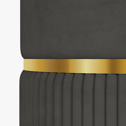 HOMCOM Round Pouffe, Storage Footstool with Cushioned Top, Hidden Space