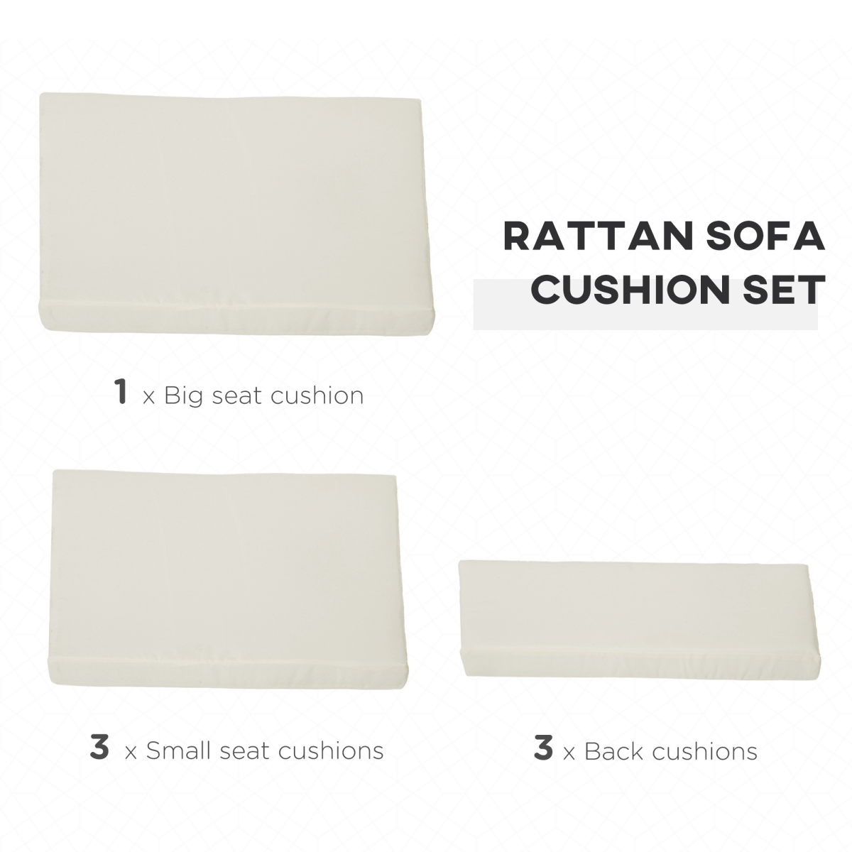 Cushion Pad Set for Rattan Furniture, 7 Piece Garden,Cream