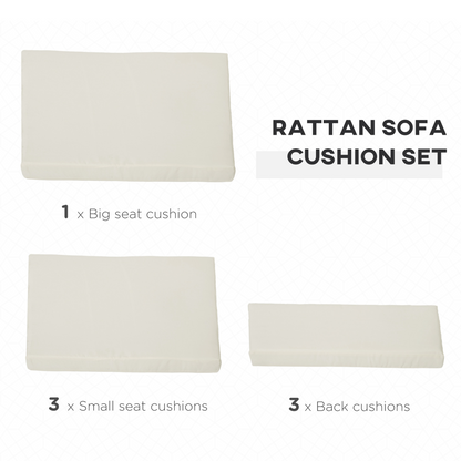 Cushion Pad Set for Rattan Furniture, 7 Piece Garden,Cream