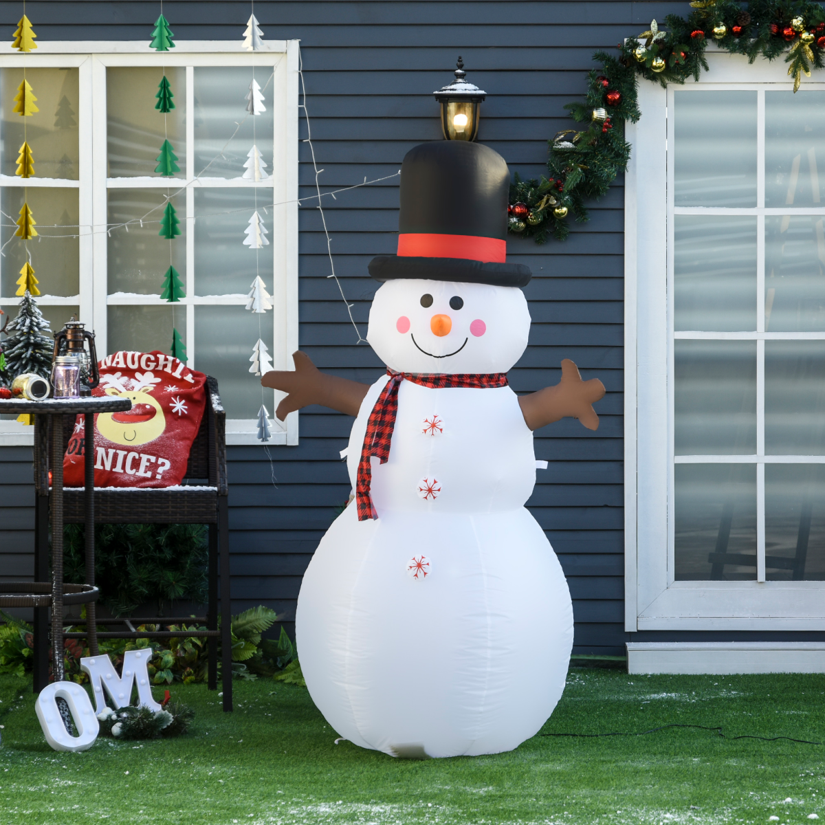 6ft Giant Inflatable Snowman Christmas Deco LED Lights Accessories Cute Family