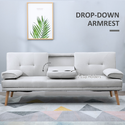 HOMCOM 3 Seater Sofa Bed Scandi Style Recliner Adjustable Back Middle Table