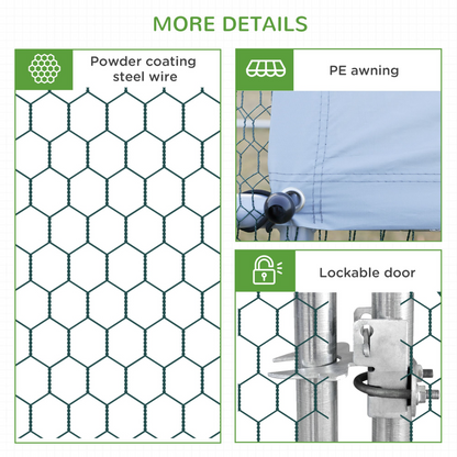 PawHut Walk In Chicken Run Large Galvanised Chicken Coop with Cover