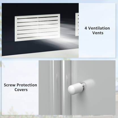 Lockable Garden Shed Large Patio Roofed Foundation 7ft x 4ft,Grey Vent