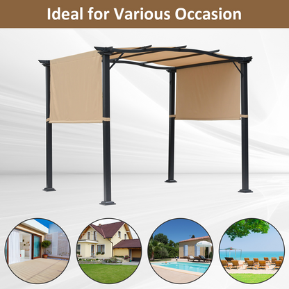 Retractable Pergola Garden Gazebo  3x2.45x2.3m, Khaki
