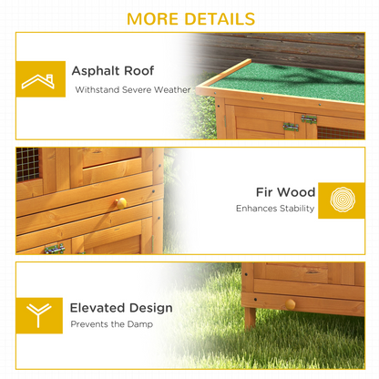 2-tier Rabbit Hutch Small Animal Wooden Bunnies House Outdoor Backyard 2 Sizes