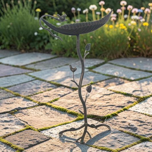 Decorative Metal Bird Garden Feeder with hanging hook, Weather-Resistant, Eye-Catching Yard Décor