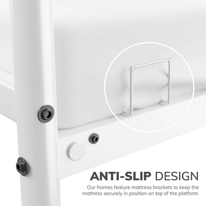 Extra Strong Single Metal Bed Frame In White - Improved