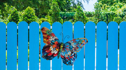 Vibrant Floral Metal Butterfly Wall Art