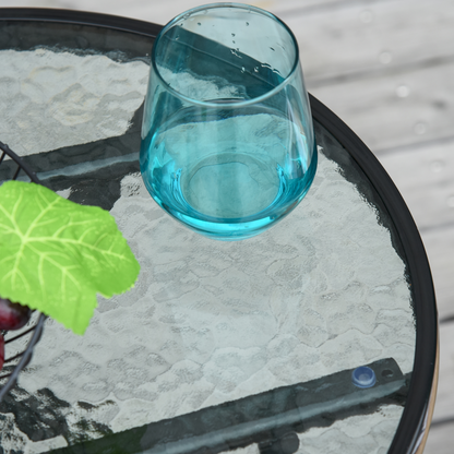 Folding Garden Table Round Foldable Table with Safety Buckle Black