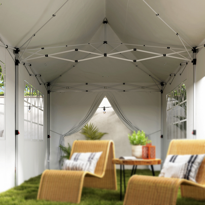 Outsunny 3 x 6m Pop Up Gazebo with Sides and Carry Bag, UPF50+, White
