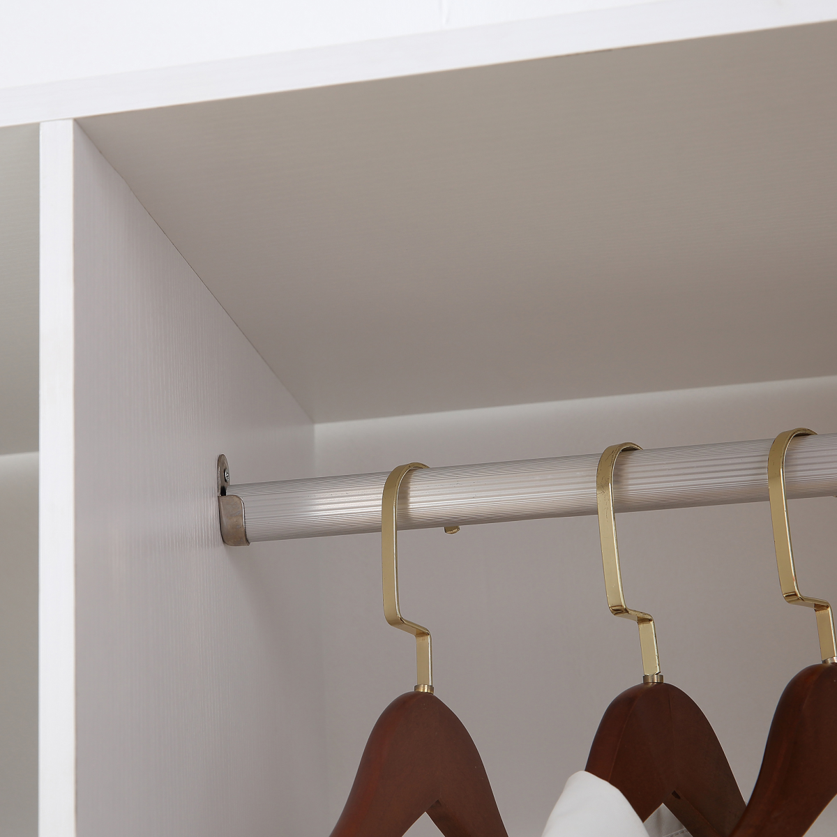Mobile Double Open Wardrobe w/ Clothes Hanging Rail Colthing White