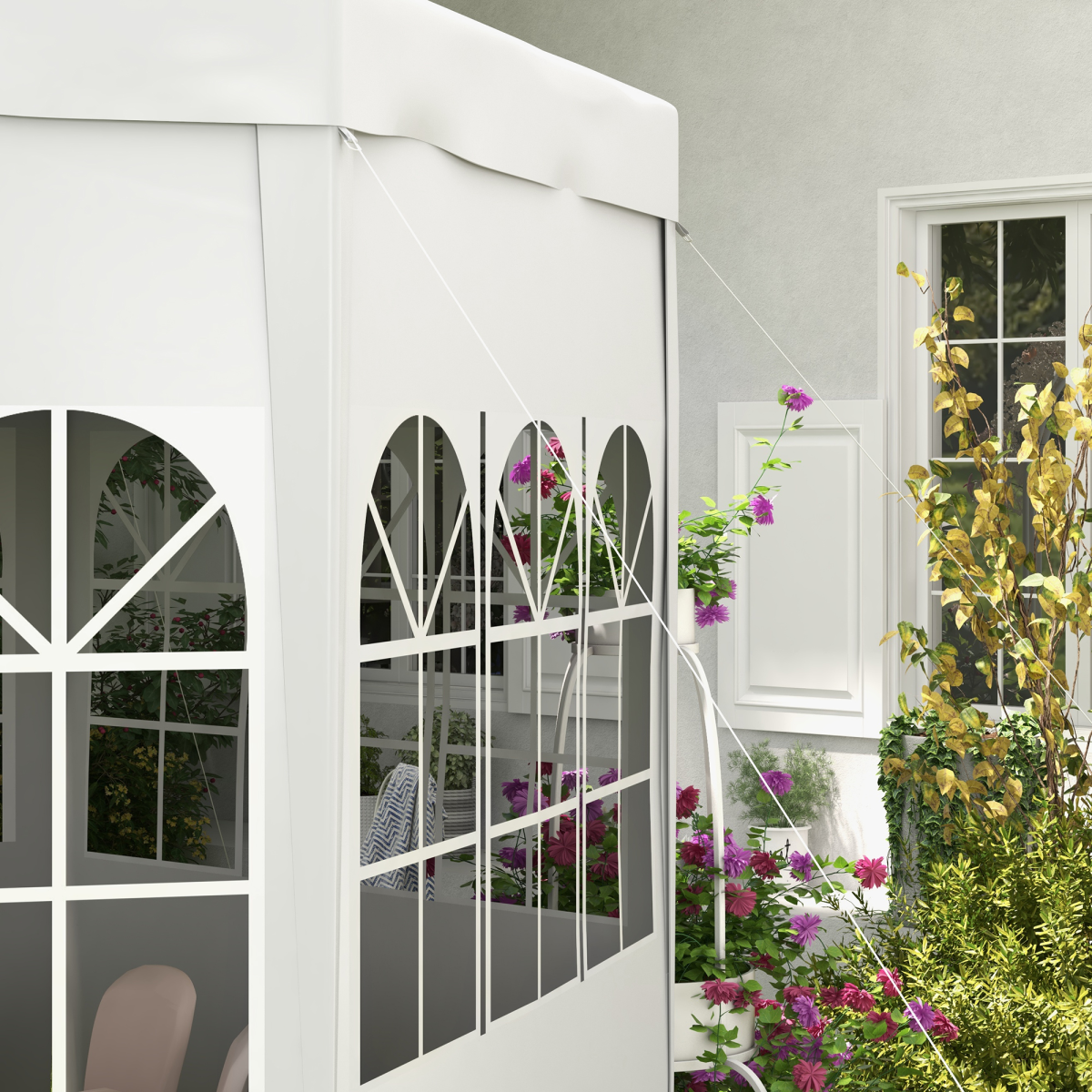Outsunny 3.9m Outdoor Gazebo Canopy Party Tent with 6 Removable Side Walls