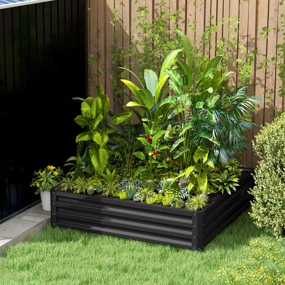 Raised Garden Bed Gardner Frame Outdoor Planter Kit Flower Vegetables Grey