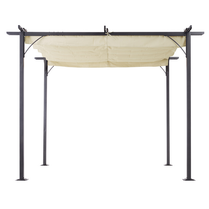 3x3m Outdoor Pergola Metal Gazebo Porch Awning Retractable Canopy Outsunny