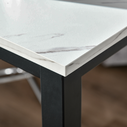 Bar Table Breakfast Dining Coffee Table w/ Adjustable Footpads White & Black