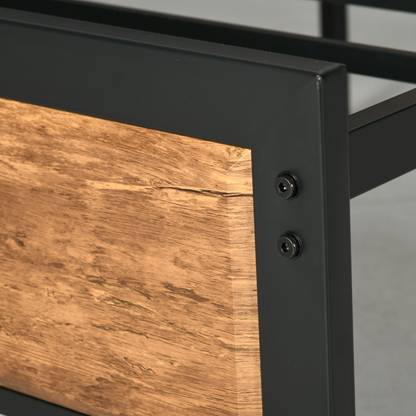 Double Size Bed Frame Steel Bed Base with Headboard 147 x 197cm Brown