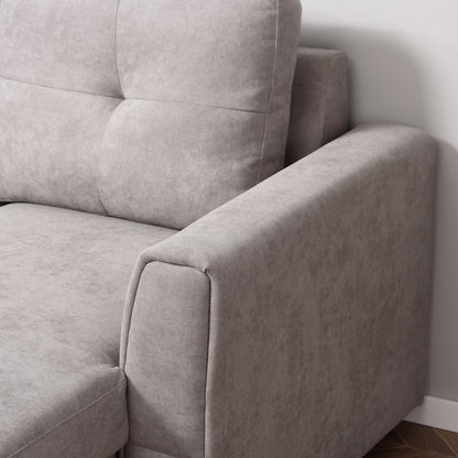 HOMCOM Linen-Look L-Shaped Sofa Bed w/ Storage Bed Sleeper Flat Studio Grey
