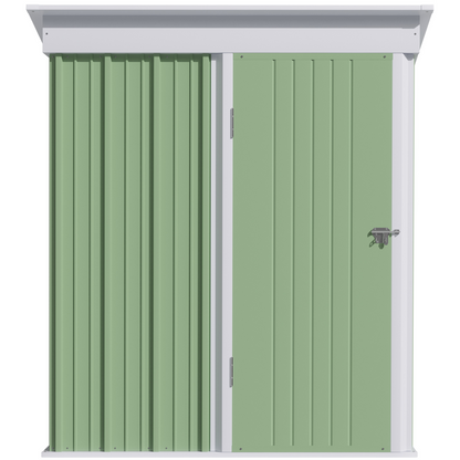 Outsunny Steel Garden Shed, Small  Lean-to Shed for Bike Tool, 5x3 ft, Green