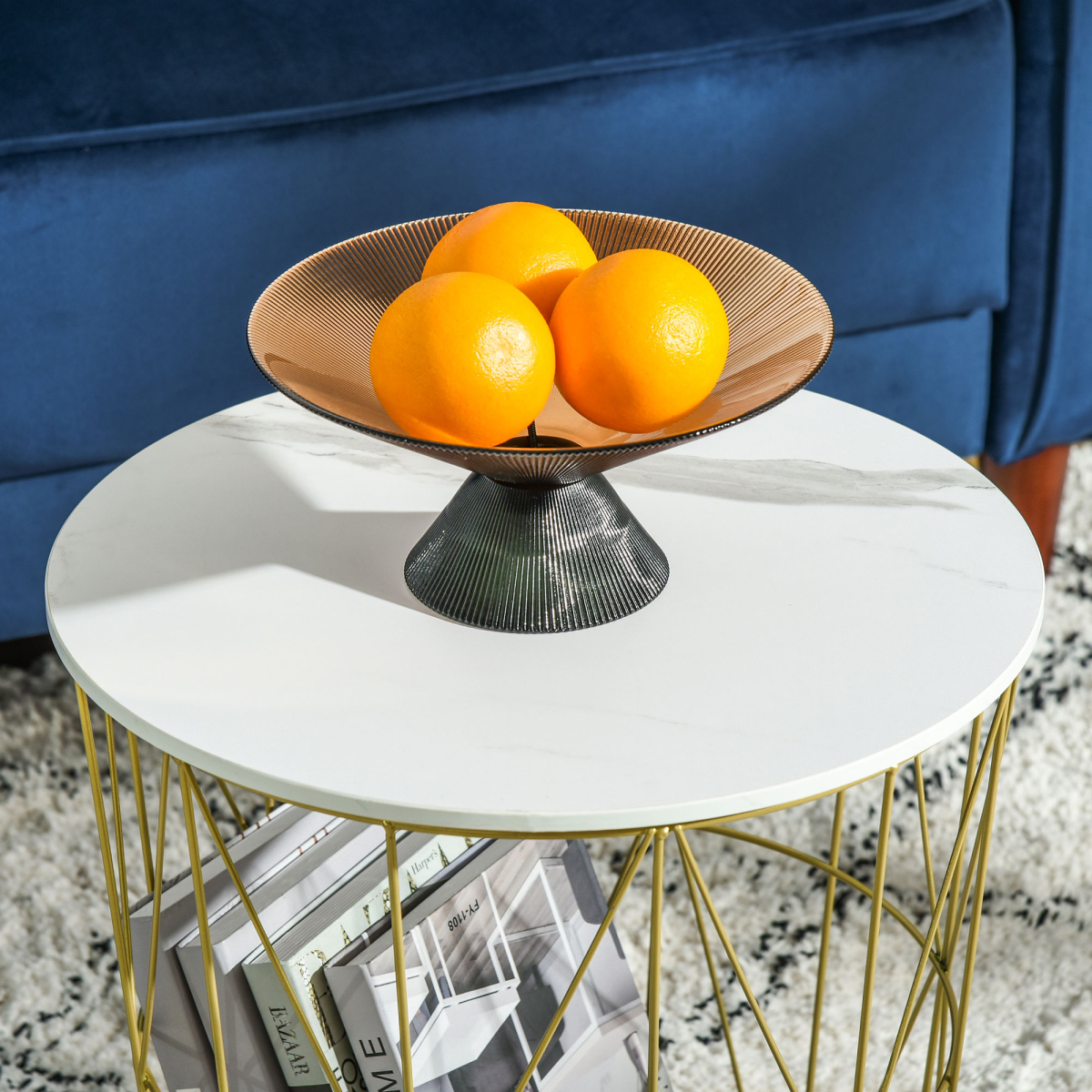 HOMCOM Set of 2 Nesting End Tables Side Tables w/ Basket Removable Top, White