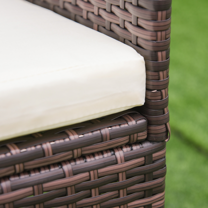 Outsunny 4 PC Outdoor Rattan Armchair Wicker Dining Chair Set for Garden Coffee