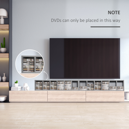 Set of 2 CD Media Display Shelf Unit Tower Rack w/ Adjustable Shelves Grey