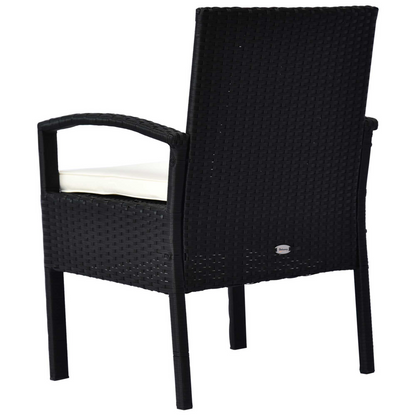 Outsunny 2 Seater Rattan Bistro Set, Steel-Black