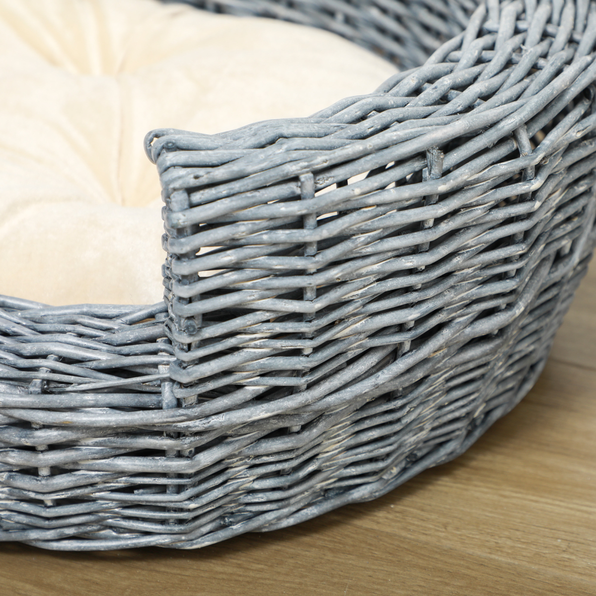 Elevated Dog Cat Couch Pet Basket Sofa Bed Wicker Willow Rattan Cushion Pawhut