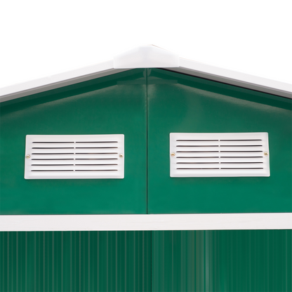Metal 9x6 ft Garden Shed Storage Door Roof Building Container-Green