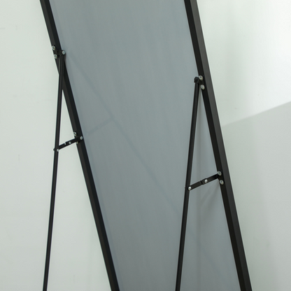 HOMCOM Full Length Mirror Floor Standing Wall-Mounted, Dressing Mirror Black