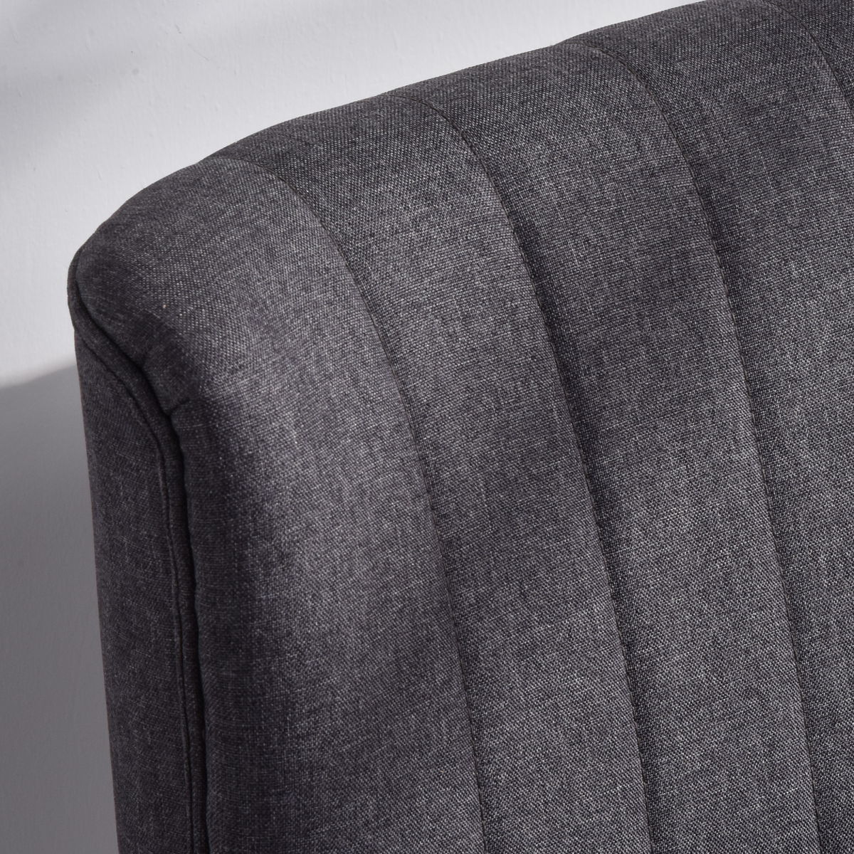 Modern Double Seat Sofa Loveseat Couch Padded Linen Wood Legs, Dark Grey