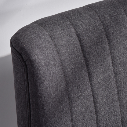 Modern Double Seat Sofa Loveseat Couch Padded Linen Wood Legs, Dark Grey