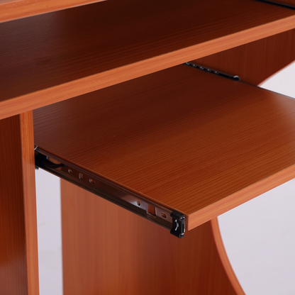 Computer Desk Laptop Writing Table Storage Shelf Workstation Wheels-Cherry Wood